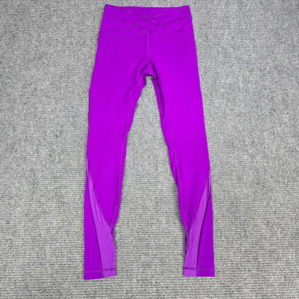 Lululemon Free Flow Tight Womens 8 Tender Violet Full-On Luon Yoga Leggings